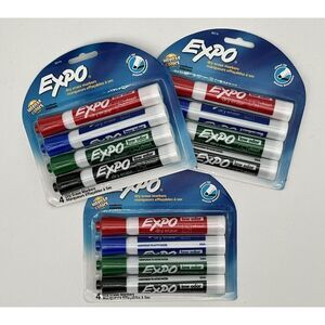 Lot Of 3 , Expo 80174 Whiteboard Markers -‎ 4 Pack Dry Erase Assorted Chisel Tip